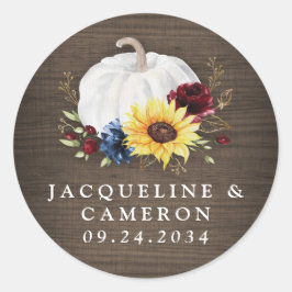 White Pumpkin Sonnenblume Rose Gold Hochzeit im He Runder Aufkleber