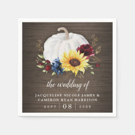 White Pumpkin Sonnenblume Rose Gold Hochzeit im He Serviette