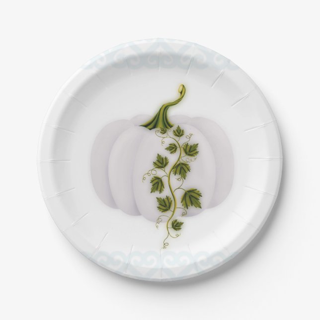 White Pumpkin Storybook Blue Hochzeit im Herbst Pa Pappteller (Vorderseite)