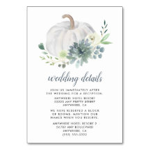 White Pumpkin Succulent Wedding Cards