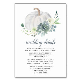 White Pumpkin Succulent Wedding Cards Tischnummer