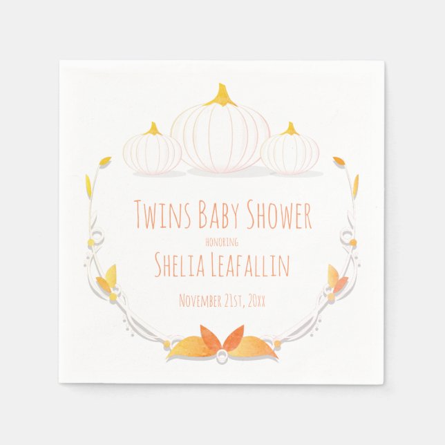 White Pumpkin Twins Baby Duschpapier Napkin Serviette (Vorderseite)