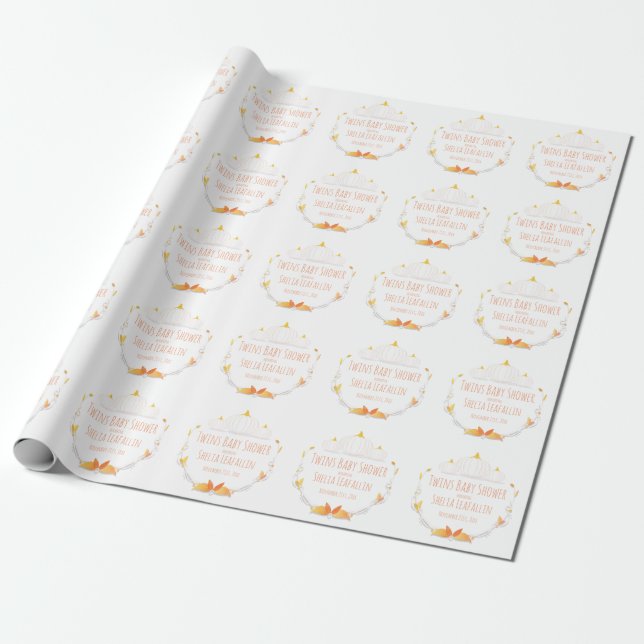 White Pumpkin Twins Baby Showdown Papier Geschenkpapier (Ungerollt)
