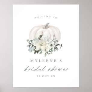White Pumpkin und Blume Brautparty Willkommen Poster