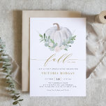 White Pumpkin und Greenery Fall Bridal Brunch Einladung<br><div class="desc">Fall in Liebe! Feiern Sie die zukünftige Braut mit dieser skurrilen und eleganten Brautbrunch-Einladung. Es zeigt Aquarellbilder eines weißen Kürbchens,  einer grünen und weißen Blume und einem passenden Muster. Personalisieren Sie diese durch Hinzufügen von Namen,  Datum,  Uhrzeit,  Veranstaltungsort und anderen Veranstaltungsdetails. Diese Kürbiseinladung ist ideal für Herbst-Brautpartys.</div>