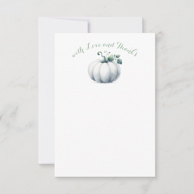 White Pumpkin Vielen Dank - Fall Baby Dusche Mitteilungskarte (Vorderseite)