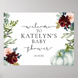 White Pumpkin Welcome Sign Poster