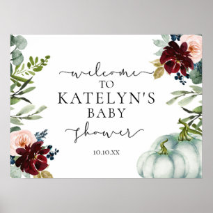 White Pumpkin Welcome Sign Poster