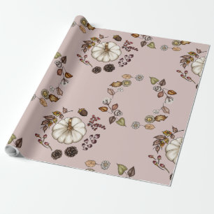 White Pumpkin with an Autumn Leaves Geschenkpapier