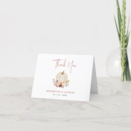White Pumpkins & Blume Hochzeit Dankeskarte