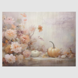 White Pumpkins Florals mit Vintagem Text-Decoupage Seidenpapier