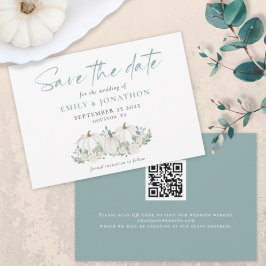 White Pumpkins Florals QR Code Wedding Save The Date