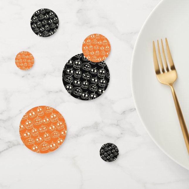 White Pumpkins Halloween Pattern Konfetti (Gruppe)