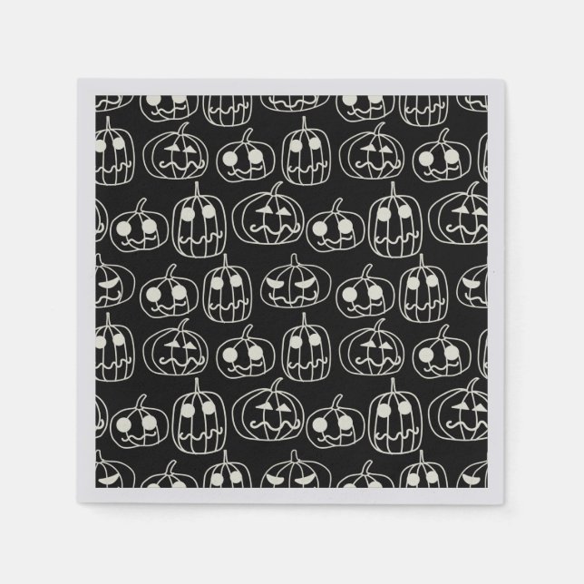 White Pumpkins Halloween Pattern Serviette (Vorderseite)