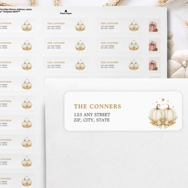 White Pumpkins Twin Baby Shower Return Address (Von Creator hochgeladen)