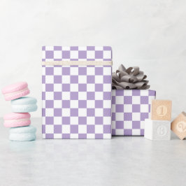 White & Purple Checkerboard Wrapping Paper Roll Geschenkpapier