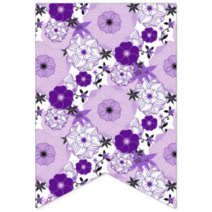 White Purple Flowers Gardener Spring Season Garden Wimpelkette