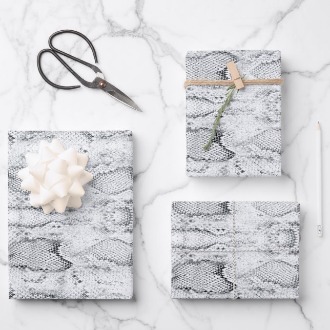 White Python Snake Skin Print Geschenkpapier Set (Vorderseite)
