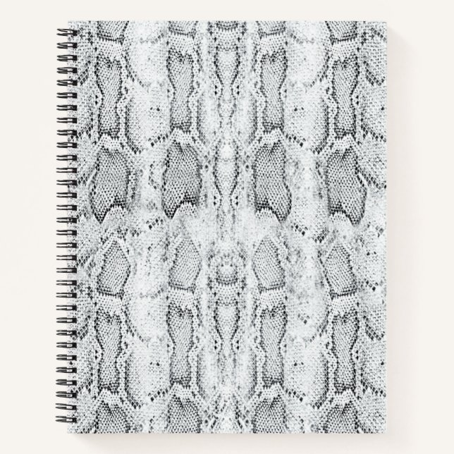 White Python Snake Skin Print Notizbuch (Vorderseite)