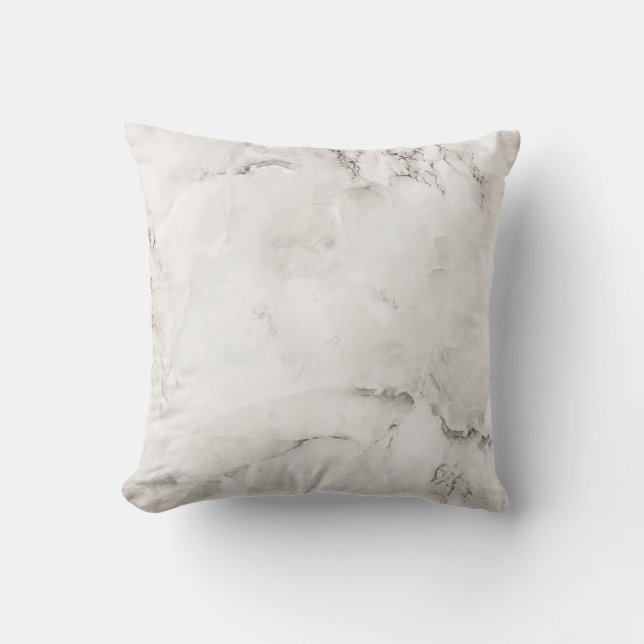 White Quart Gray Veins Moderne Marmorgoldsteine Kissen (Vorderseite)