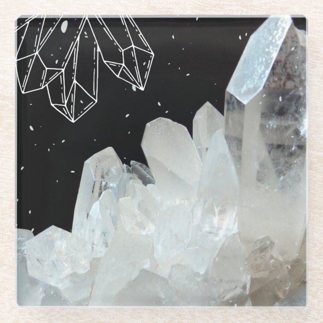 White Quarz Crystal Gemstone Geode Natural Stone Glasuntersetzer (Vorderseite)