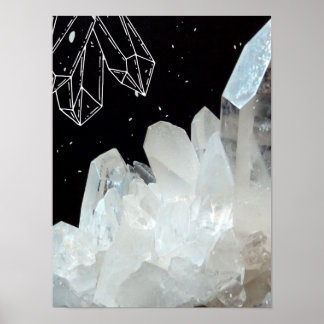 White Quarz Crystal Gemstone Geode Natural Stone Poster