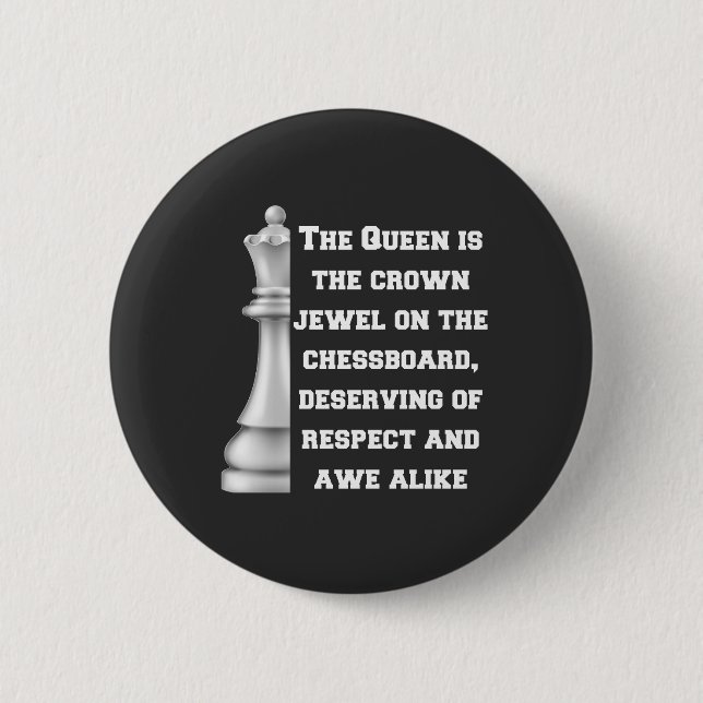 White Queen Schach Power Respektstrategie Button (Vorderseite)