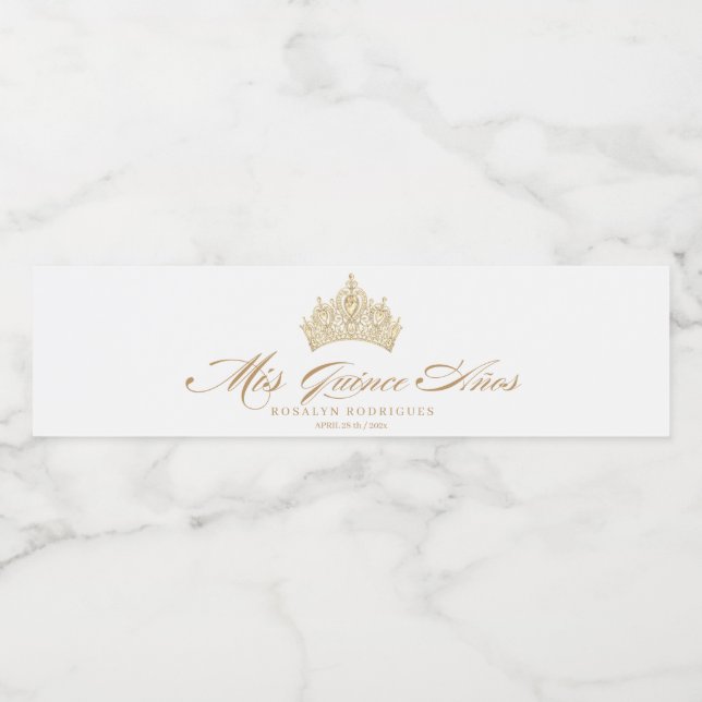 White Quinceanera Gold Elegante Tiara (Einzelnes Label)