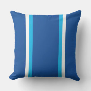 White Racing Streifen auf Royal Blue Kissen