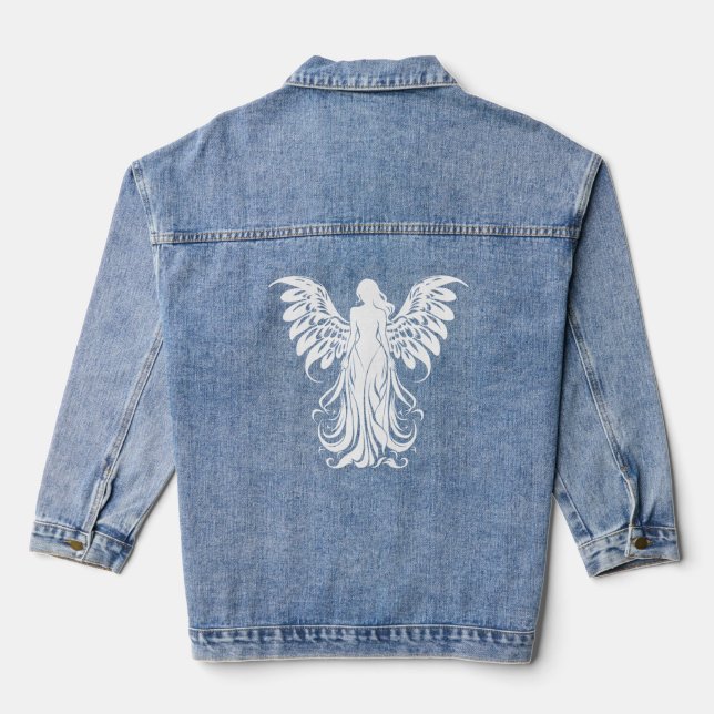 White Radiant Ethereal Emblem Angelic Beauty Jeansjacke (Rückseite)