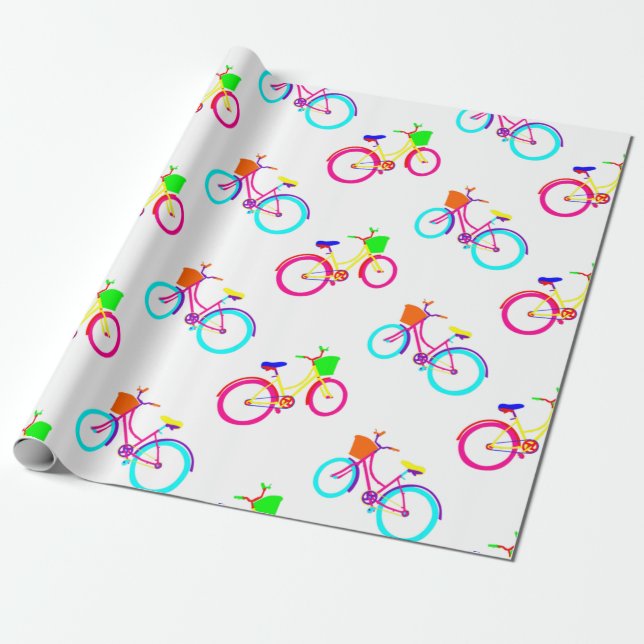 White Rainbow Bikes Colorful Geschenkpapier (Ungerollt)