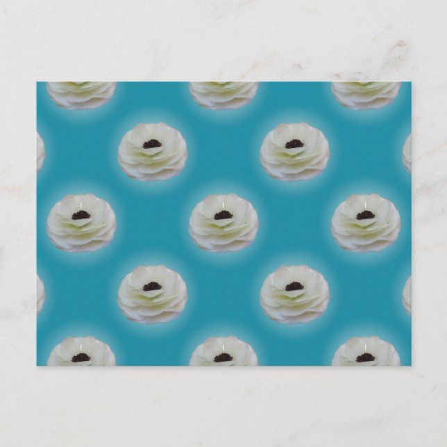 White Ranunculus Blume Postcard Postkarte (Vorderseite)