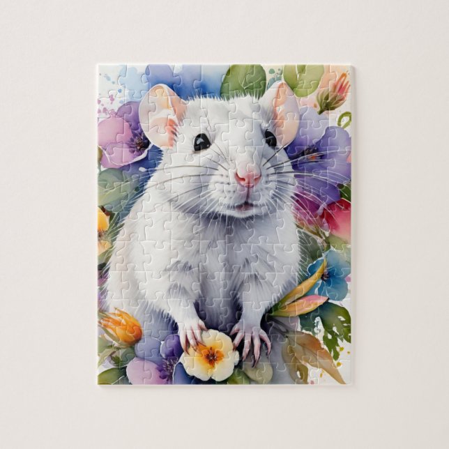 White Rat Mouse Family Pet Portrait (Vertikal)