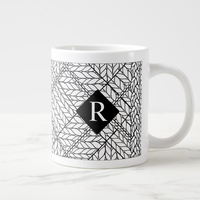 WHITE RAUTE STRICK Big Tasse + Initial II (Rechts)