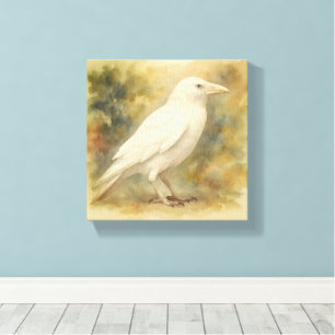 White Raven Aquarell Leinwanddruck