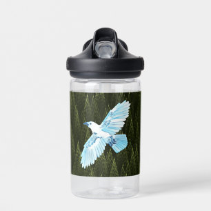 White Raven on Fraktal Conifers Trinkflasche