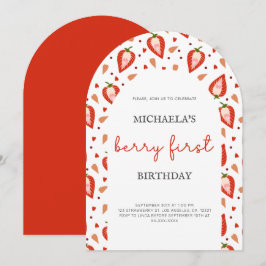 White Red Arch Berry Erster Geburtstag Einladung