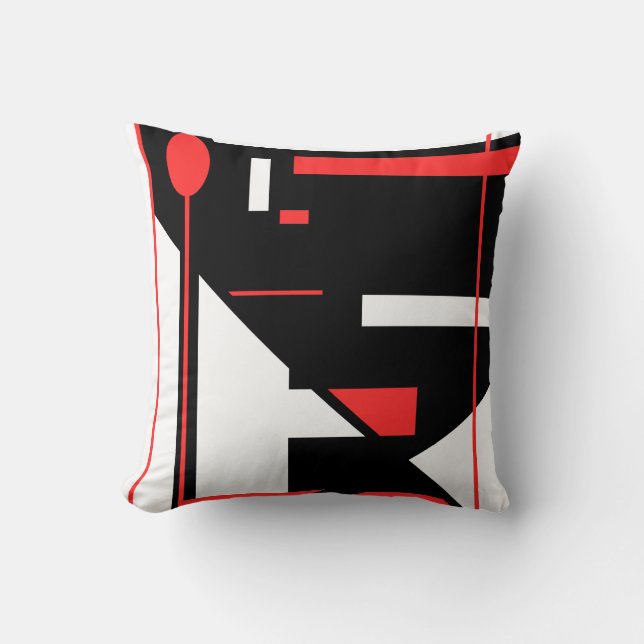 White Red Art Lollipop Schwarze geometrische Forme Kissen (Vorderseite)