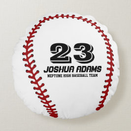 White Red Baseball Games Équipe Coussin ronde