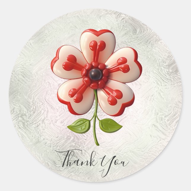 White Red Blume Vielen Dank, Ihr Sticker (Vorderseite)