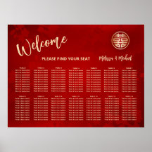 White Red Chinese Wedding Seating Chart