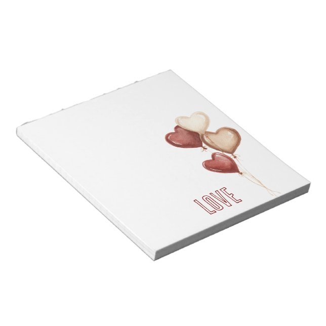 White Red Cream Heart Balloons Love  Notizblock (angewinkelt)