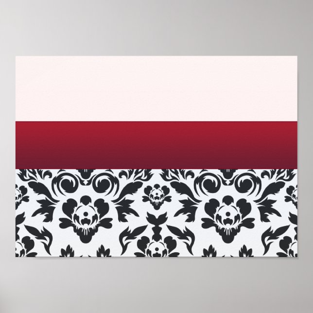 White Red Damask special gift Poster (Vorne)