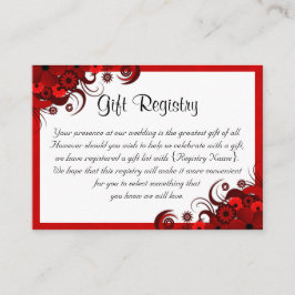 White Red Floral Mini Wedding Gift Registry Begleitkarte