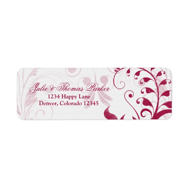 White Red Floral Wedding Rücksendeadresse Label (Vorne)