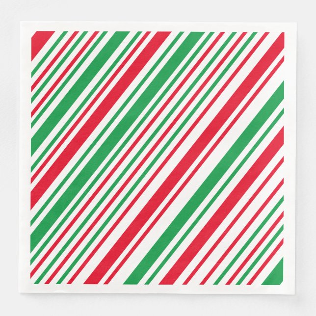 White Red Green Christmas Strip Serviette (Vorderseite)