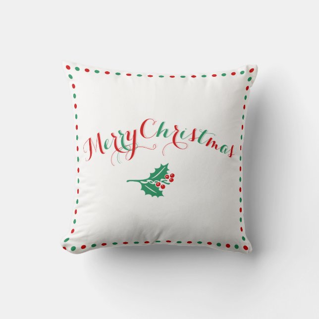 White Red Green Frohe Weihnachtsbaumkissen Kissen (Vorderseite)