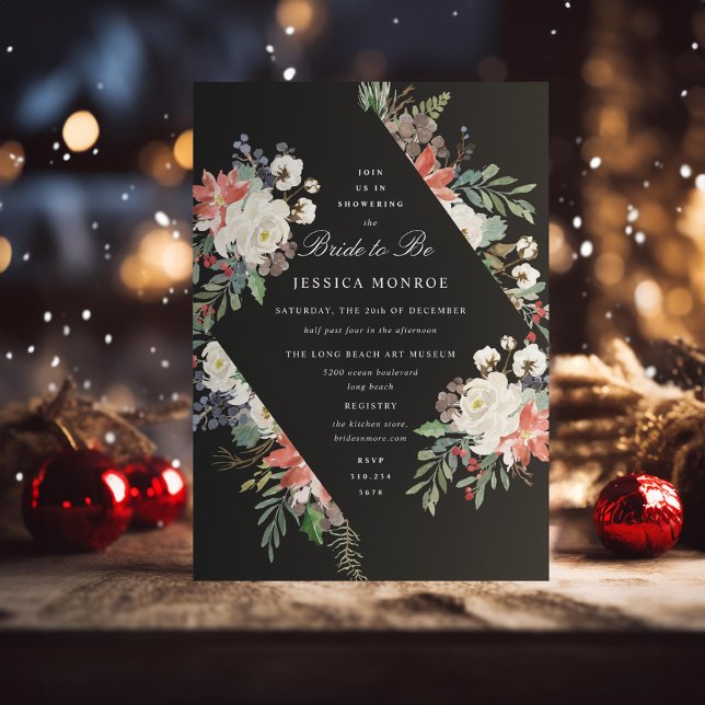 White Red Green Holiday Weihnachten Brautparty Einladung (Von Creator hochgeladen)