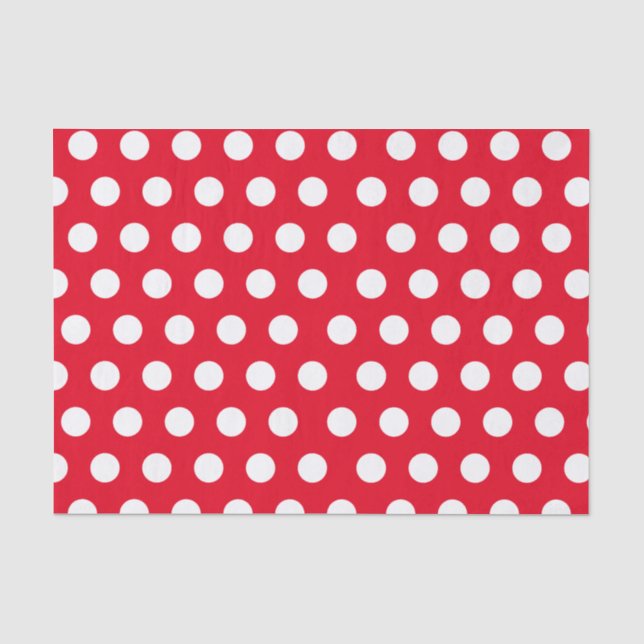 White & Red Medium Polka Weihnachten Seidenpapier (Vorderseite)