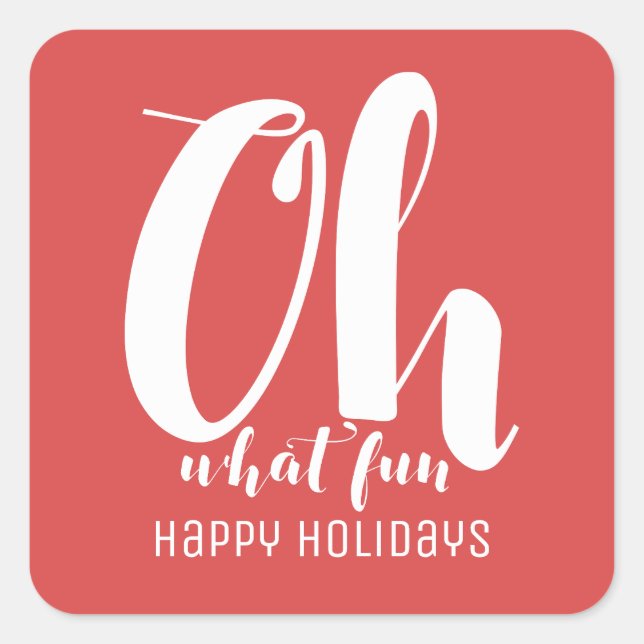 White Red Oh What Fun Holiday Stickers (Vorderseite)